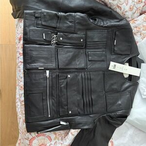 Tory Burch Black Leather Jacket with Zipper Accents